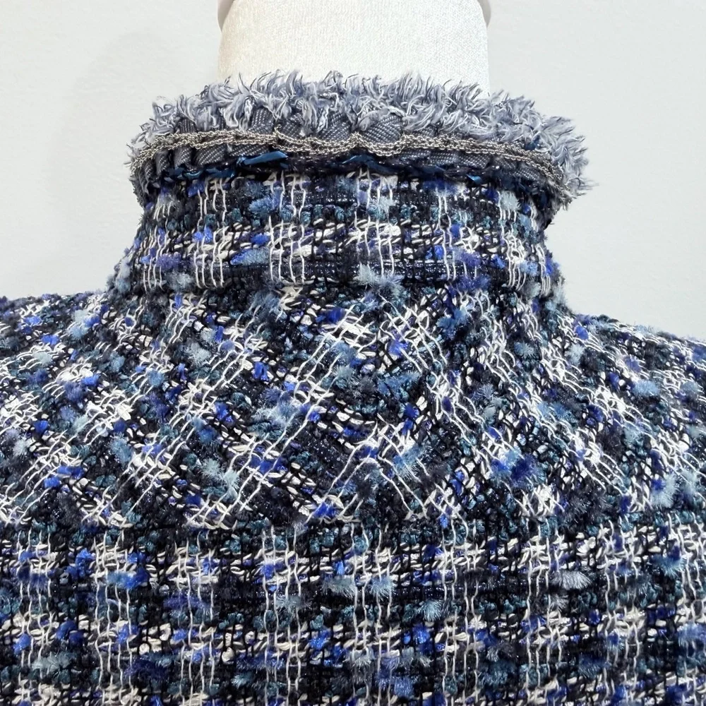 CHANEL 2020 Blue Fantasy Tweed Jacket Blazer FR 38 US 6 - Silk Lined CC Buttons